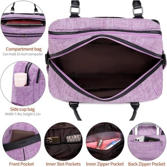 Weekender Bags for Women Overnight Bag Large Canvas Travel Duffel Bag - Picture 5 of 7